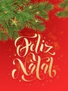 Portuguese Merry Christmas Feliz Natal greeting card decoration red background