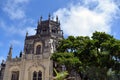 Portuguese mysterious, unique, popular and romantic palace. Quinta da Regaleira. Sintra. Portugal. Exterior famous sight gothic