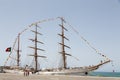 Portuguese navy training tallship Sagres III, Praia, Cape Verde Royalty Free Stock Photo