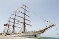 Portuguese navy training tallship Sagres III, Praia, Cape Verde Royalty Free Stock Photo