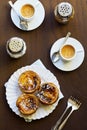 Portuguese Pasteis de Nata and Espresso Royalty Free Stock Photo
