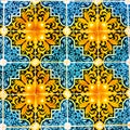 Portuguese Pattern Tiles, Handmade Glazed Colorful Tile, Backgrounds, Portugal Colorful Street Art, Travel Europe Royalty Free Stock Photo