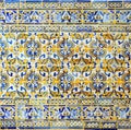 Portuguese pattern tiles plinth -padrao- of San Francisco church in Evora. Alentejo Portugal