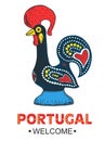 Portuguese rooster Barcelos. Rooster symbol of portugal.