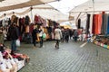 Portuguese street market on rainy day Royalty Free Stock Photo