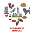 Portuguese symbols heart architecture and food animal