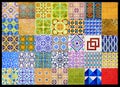 Portuguese Tiles Collage, Retro Geometrical Pattern, Glazed Handmade Azulejos, Portugal Street Art, Patchwork Royalty Free Stock Photo