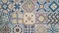 Portuguese tiles pattern Azulejo design seamless background of vintage mosaics