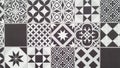 Portuguese tiles pattern Lisbon seamless black and white tile design in Azulejos vintage geometric Royalty Free Stock Photo