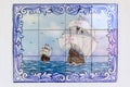 Portuguese traditional hand painted tin-glazed ceramic tilework, Azulejo