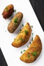 Portuguese traditional mixed fried tapas snacks on plate