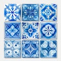 Portuguese typical traditional blue tile