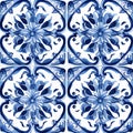 Portuguese typical traditional blue tile
