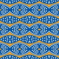 Portuguese Vector Tile Azulejo Pattern. Seamless Lisbon Blue Yellow on White Mosaic Square Background. Traditional Floral Ceramic Royalty Free Stock Photo