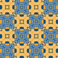 Portuguese Vector Tile Azulejo Pattern. Seamless Lisbon Blue Yellow on White Mosaic Square Background. Traditional Floral Ceramic Royalty Free Stock Photo