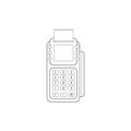 POS Credit Card Terminal Line Icon On White Background. E-commerce