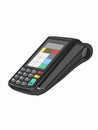POS device illustration icon and holding hand credit card