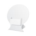 POS POI Cardboard Blank Empty Show Box Holder For Advertising Fliers, Leaflets Or Products On White Background Isolated. Royalty Free Stock Photo