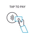 Pos terminal confirms contactless payment from credit card. NFC Payment illustration.