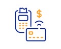 Pos terminal line icon. Credit card sign. Vector Royalty Free Stock Photo