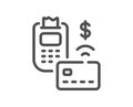 Pos terminal line icon. Credit card sign. Vector Royalty Free Stock Photo