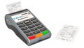 POS-terminal with printed receipt. 3D rendering