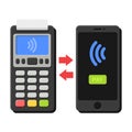 Terminal and Smartphone Payment Operation. Vector