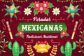 Posadas Mexicanas. 3d illustration of piÃÂ±ata, cactus and floral ornament