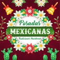 Posadas Mexicanas, 3d illustration of wreath with plant decoration. Suitable for events