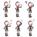 Pose and gesture of girls students wearing uniform, Blazer, whole body