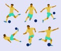 6 pose soccer flat design