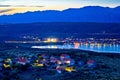 Posedarje bay and Velebit mountain sunset view Royalty Free Stock Photo