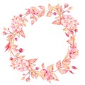 Posehip wreath with floral elements Royalty Free Stock Photo