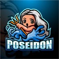 Poseidon mascot esport logo design Royalty Free Stock Photo