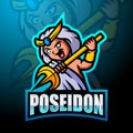 Poseidon mascot esport logo design Royalty Free Stock Photo