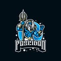 Poseidon mascot logo design vector with modern illustration concept style for badge, emblem and t shirt printing. Angry poseidon Royalty Free Stock Photo