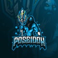 Poseidon mascot logo design vector with modern illustration concept style for badge, emblem and tshirt printing. poseidon Royalty Free Stock Photo