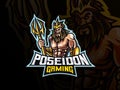 Poseidon mascot sport logo design Royalty Free Stock Photo