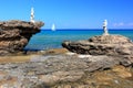 Poseidon and Mermaid. North-East coast of Zakynthos or Zante island, Ionian Sea, Greece.