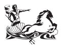 Poseidon neptune with trident on chariot vector illustration Royalty Free Stock Photo