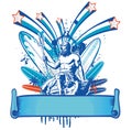 Poseidon surfer with banner Royalty Free Stock Photo