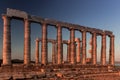 Poseidon Temple Ruins at sunset in Cape Sounion Royalty Free Stock Photo