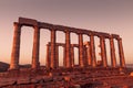 Poseidon Temple Ruins at sunset in Cape Sounion Royalty Free Stock Photo