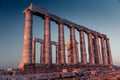 Poseidon Temple Ruins at sunset in Cape Sounion Royalty Free Stock Photo
