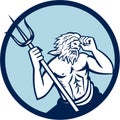 Poseidon Trident Circle Retro Royalty Free Stock Photo