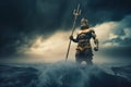 Poseidon trident sea. Generate Ai Royalty Free Stock Photo