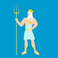 Poseidon. Vector cartoon illustration. Isolated. Flat style. Icon. Royalty Free Stock Photo