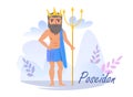 Poseidon Vector. Cartoon. Isolated art on white background. Flat Royalty Free Stock Photo