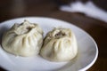 Poses or buuza - traditional Buryat dumplings with meat. Royalty Free Stock Photo