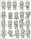 Poses Collection of Cartoon Army Man - Set of Concepts Vector illustrations
